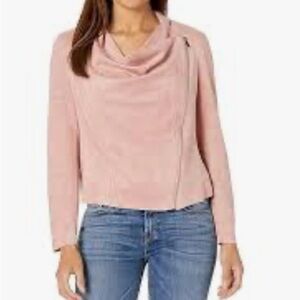 Mote Women’s Lightweight Faux Suede Drape Moto Jacket Size S Soft Zip Up